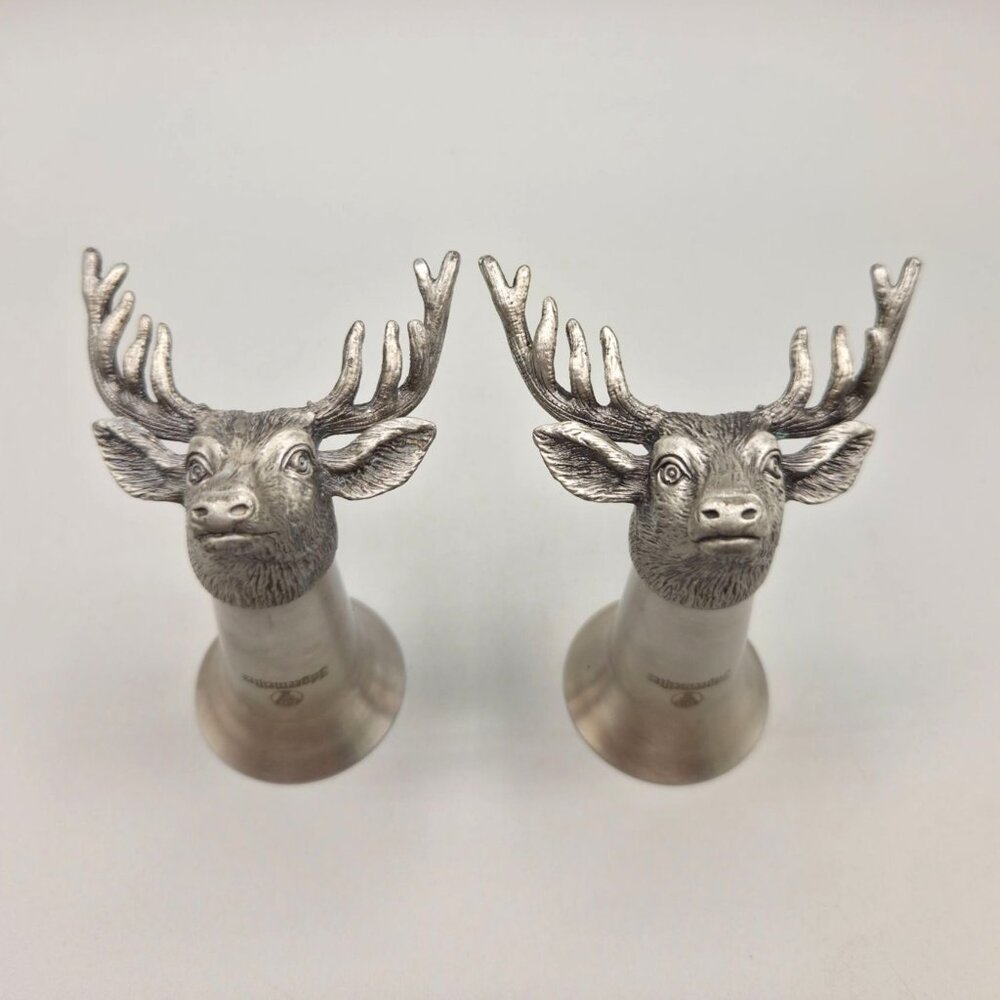 Jagermeister Stag Head Shot Glasses Intricate Antler Base Design and Logo Set 2
